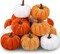 18 Pcs Fall Artificial Velvet Pumpkins Fake Fabric Pumpkin Faux Foam Pumpkins Orange Yellow White Artificial Pumpkin Decorations